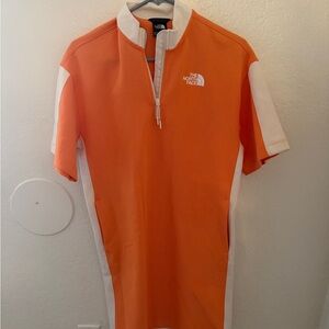The North Face Orange and White Zip-Up Dress